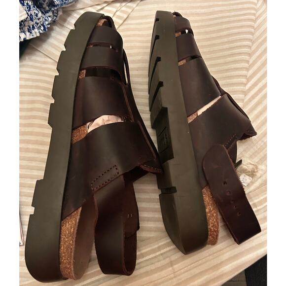 Nicole Brown Leather Fisherman Sandals Women's Size 10 - Picture 4 of 7